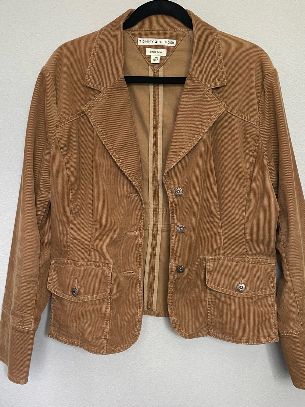 Tommy Hilfiger Stretch Corduroy Blazer Jacket Camel Brown Utility XL - Picture 7 of 10